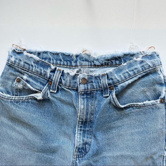 Vintage Levi’s Denim Shorts 28" Distressed‎ High Rise Orange Tab Cut Offs - Picture 3 of 15
